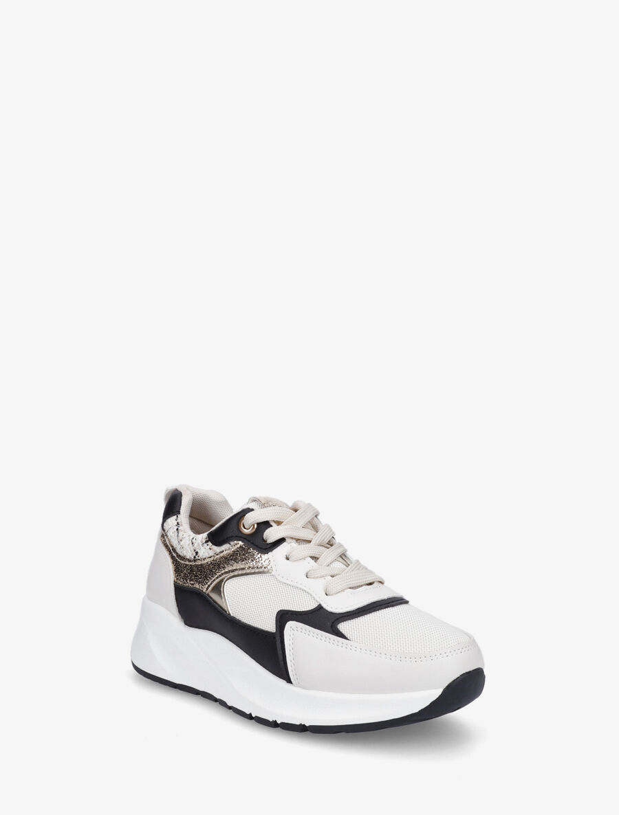 Sneakers à empiècement en tissu et irisés - Noir - 2