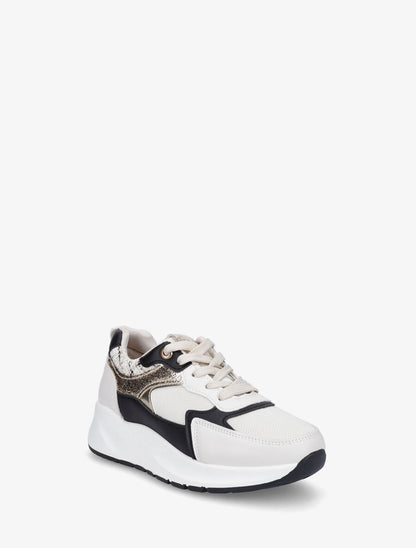 Sneakers à empiècement en tissu et irisés - Noir - 2