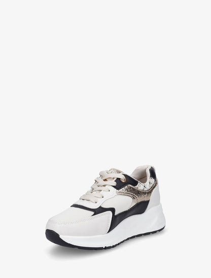 Sneakers à empiècement en tissu et irisés - Noir - 3
