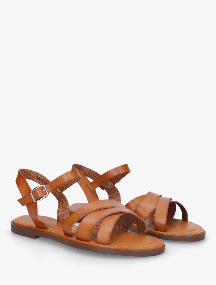 Nu-pieds multibrides croisées - Camel - 4