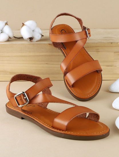 Nu-pieds classiques en simili - Camel - 1