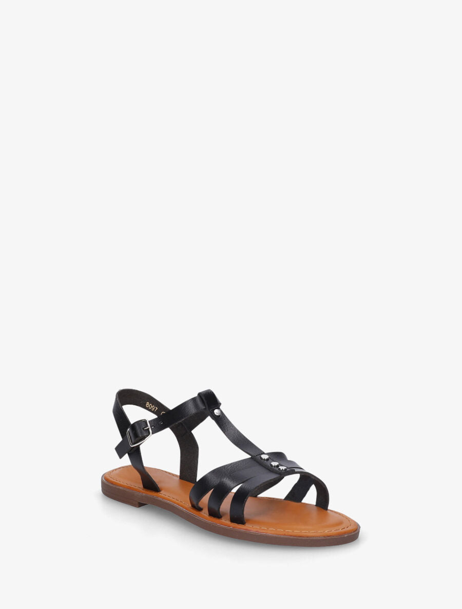 Nu-pieds multi-brides à clous - Noir - 2