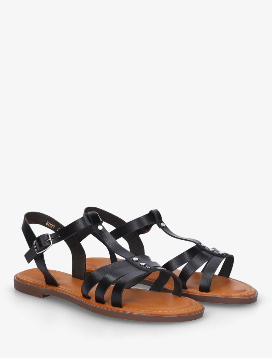 Nu-pieds multi-brides à clous - Noir - 4