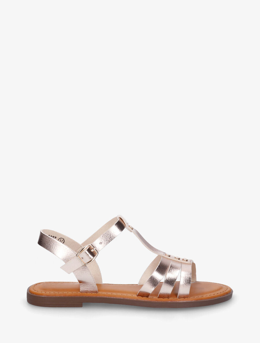 Nu-pieds multi-brides à clous - Rose gold - 5