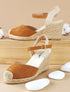 Espadrille en suédine à talon compensé - Camel - 1