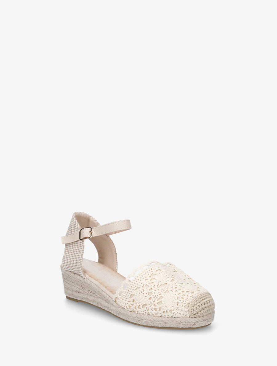 Sandales à ganse en tissu et bout en raphia - Beige - 2