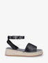 Sandales style espadrille à talon compensé - Noir - 1