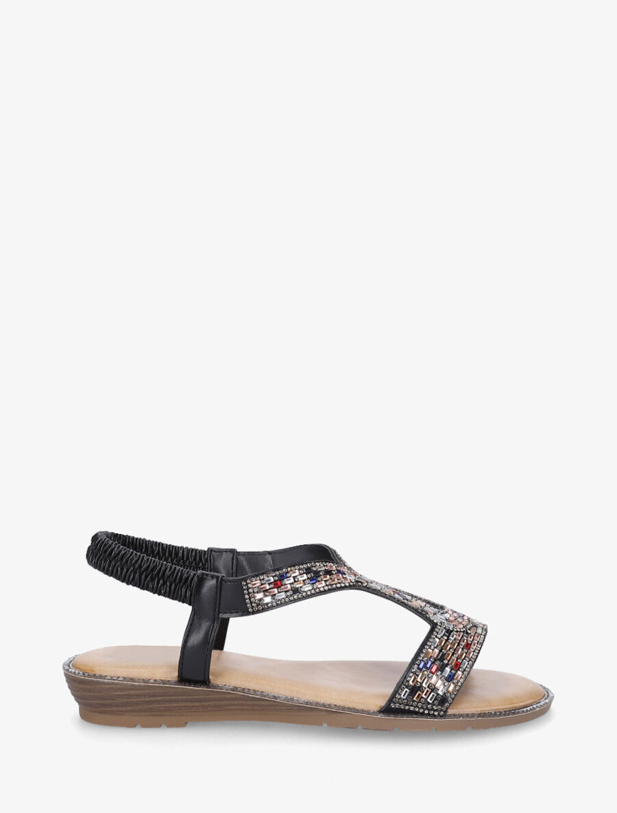 Nu-pieds en simili à strass - Noir - 1