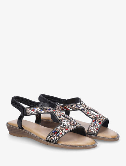 Nu-pieds en simili à strass - Noir - 4