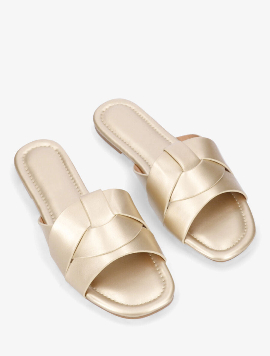 Claquettes à brides entrelacées - Or - 4