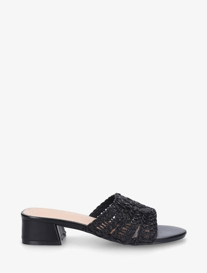 Mules style macramé en simili - Noir - 1