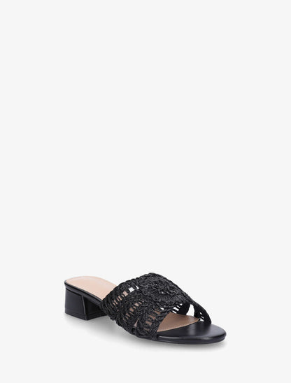 Mules style macramé en simili - Noir - 2