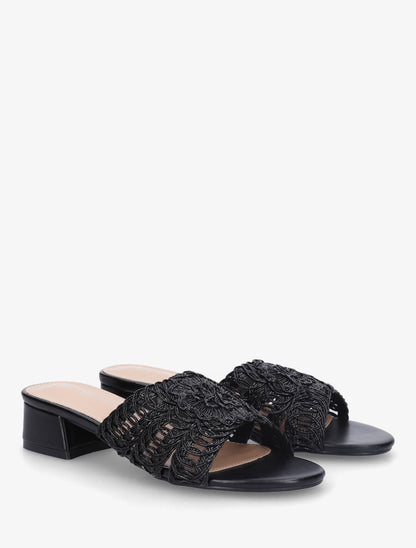 Mules style macramé en simili - Noir - 4