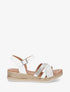 Sandales compensées à bride à strass - Blanc - 1