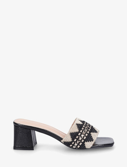 Mules irisées style jacquard zigzag - Noir - 1