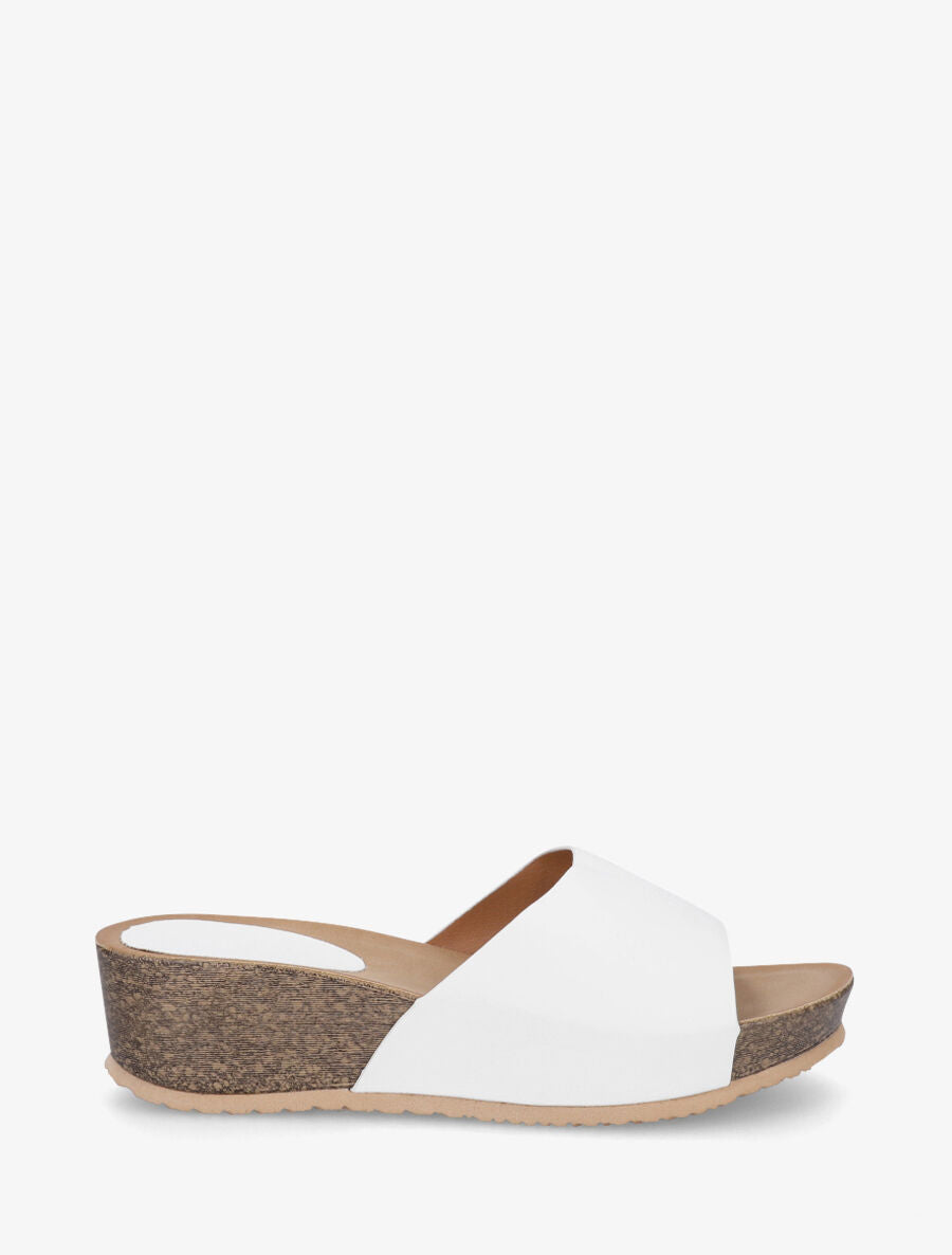 Mules compensées en simili - Blanc - 1