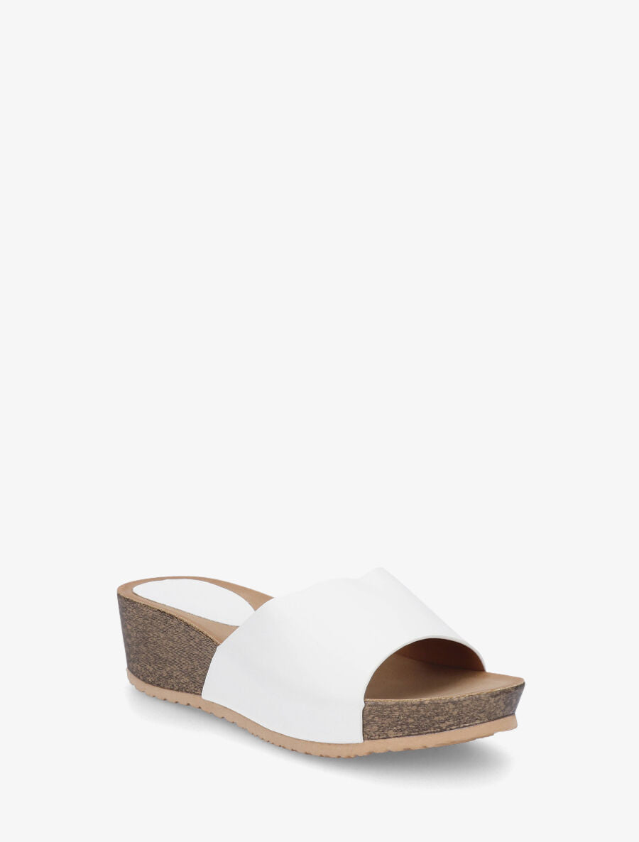 Mules compensées en simili - Blanc - 2