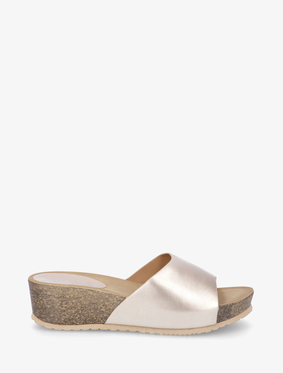 Mules compensées en simili - Or - 5
