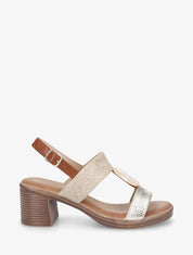Sandales bi-matière à bijou style marbre - Or - 5