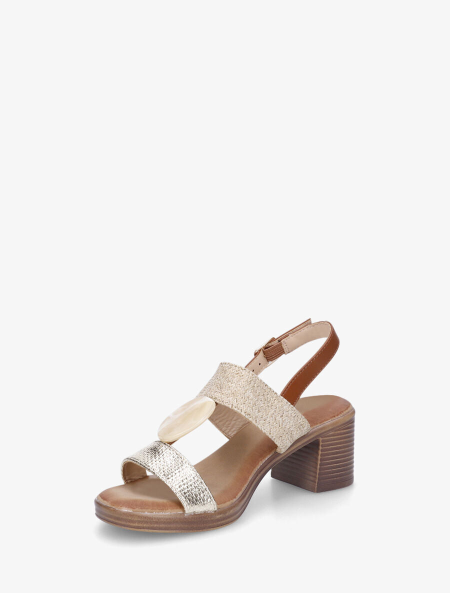 Sandales bi-matière à bijou style marbre - Or - 3