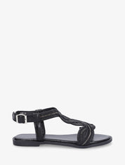 Nu-pieds torsadés à strass - Noir - 1