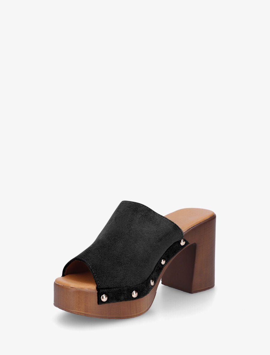 Mules à talon style sabot - Noir - 3