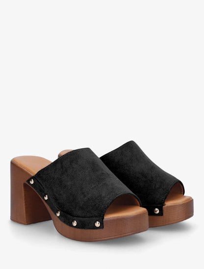 Mules à talon style sabot - Noir - 4