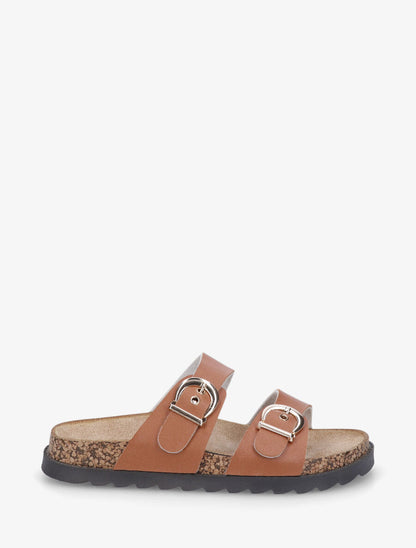 Claquettes à double boucles et semelle crantée - Camel - 5