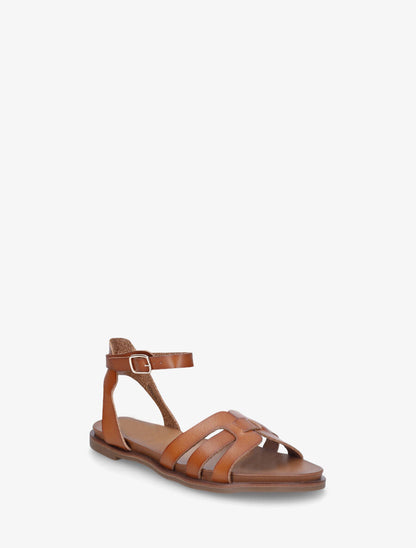 Nu-pieds en simili à triple brides - Camel - 2