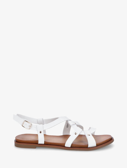 Nu-pieds en simili à bride courbée - Blanc - 5