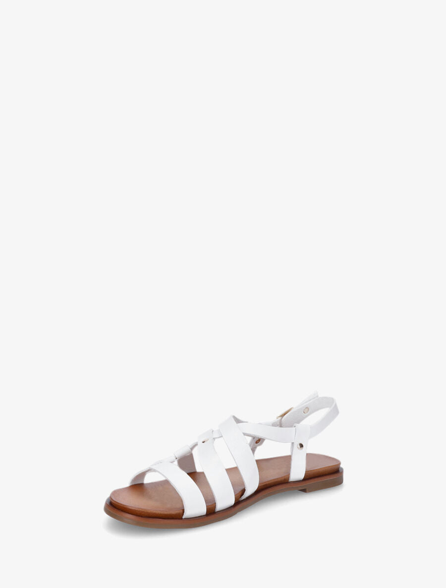 Nu-pieds en simili à bride courbée - Blanc - 3