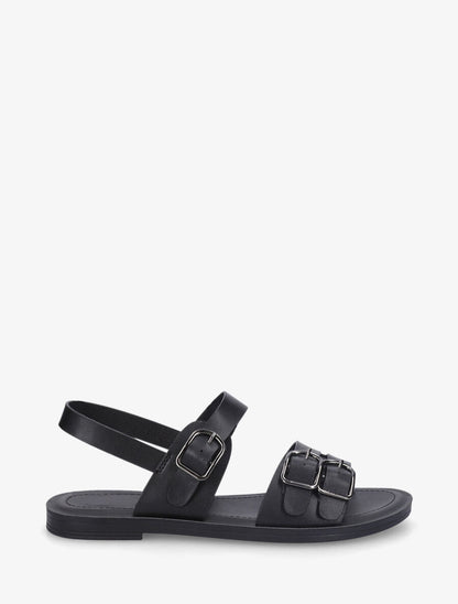 Nu-pieds en simili à boucle métallique - Noir - 5