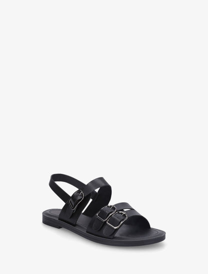 Nu-pieds en simili à boucle métallique - Noir - 2