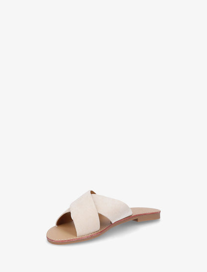 Claquettes brides croisées en suédine - Beige - 3