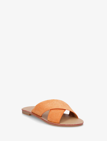 Claquettes brides croisées en suédine - Orange - 2