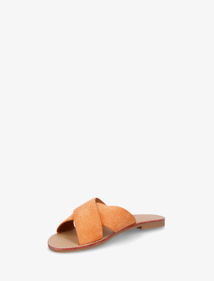 Claquettes brides croisées en suédine - Orange - 3
