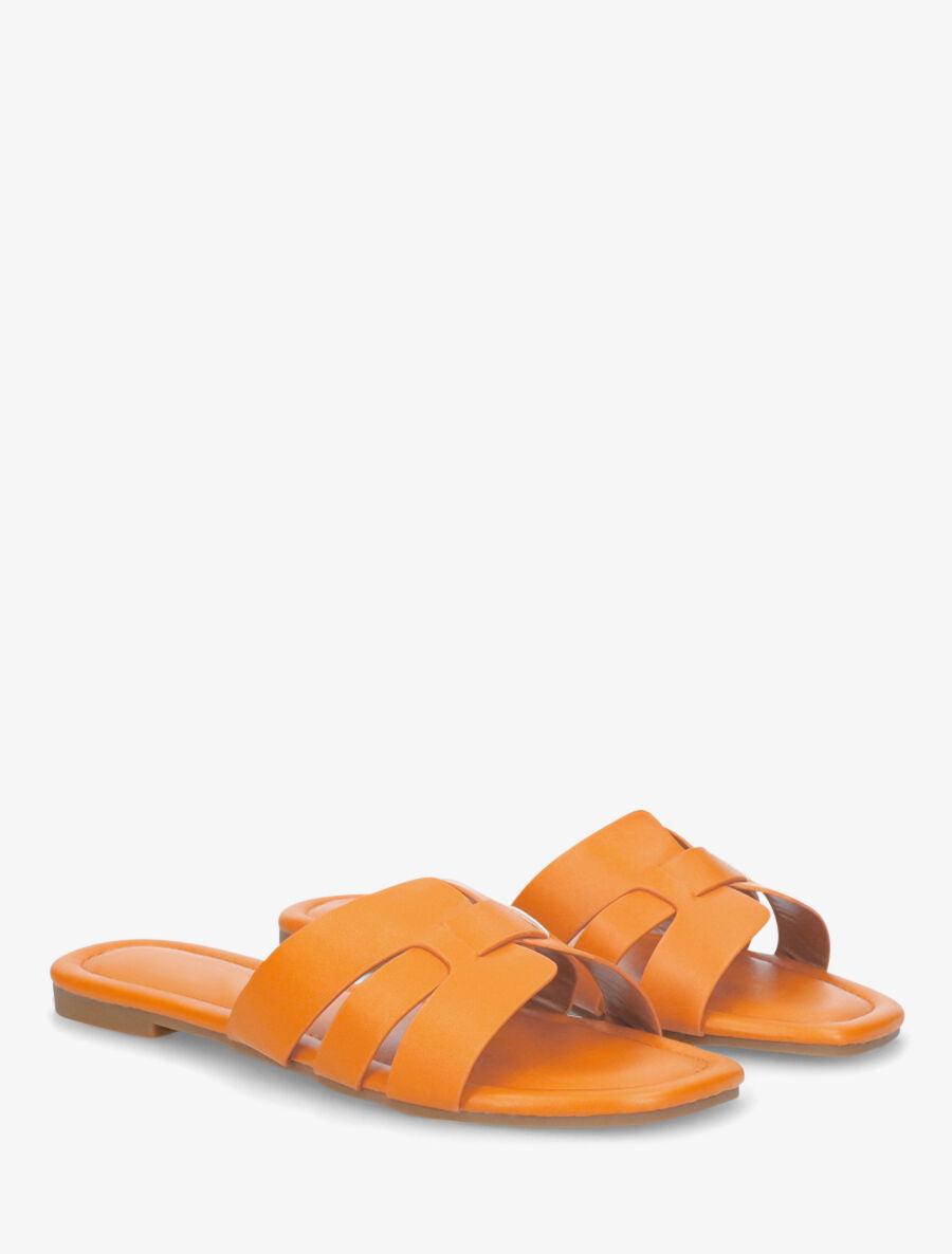 Claquettes brides entrelacées en simili - Orange - 4