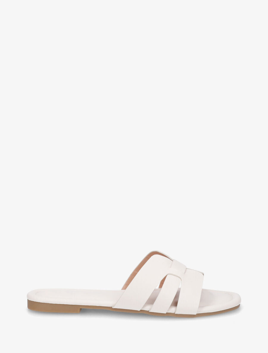 Claquettes brides entrelacées en simili - Beige - 1
