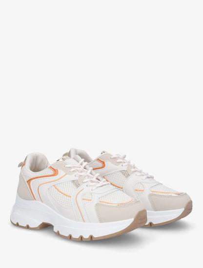 Baskets à empiècements pailletés - Beige - 4