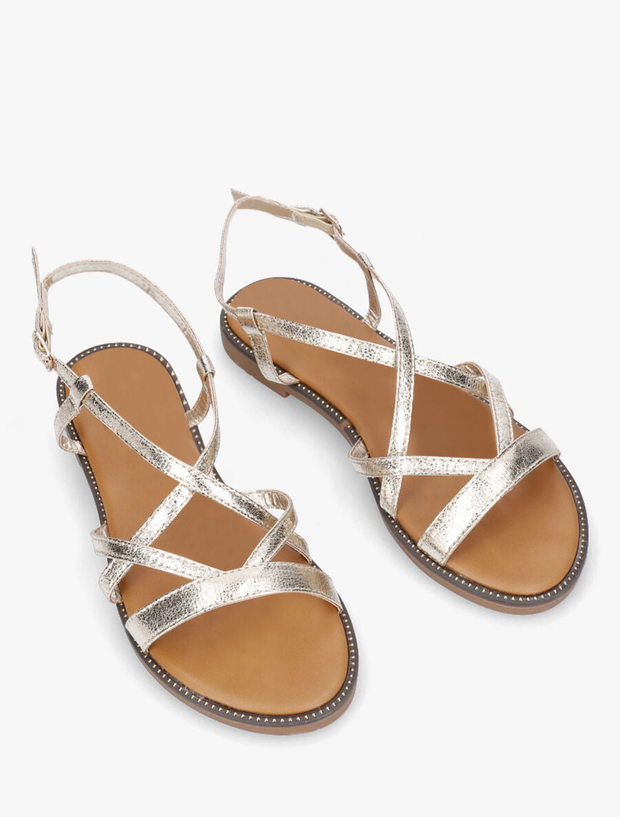 Nu-pieds multibrides en simili nacré - Or - 5