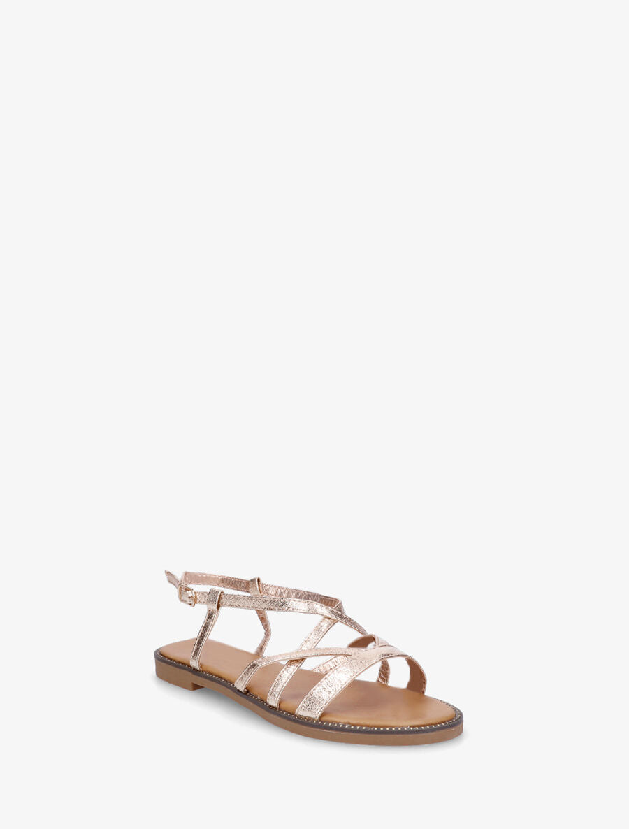 Nu-pieds multibrides en simili nacré - Rose gold - 3