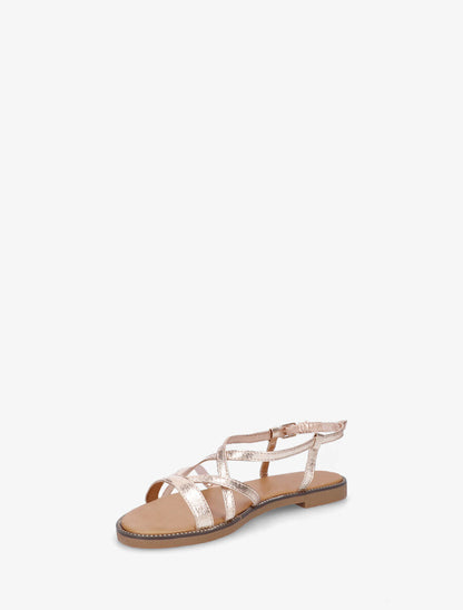 Nu-pieds multibrides en simili nacré - Rose gold - 4