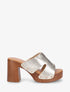 Mules à talon en simili irisé - Or - 5