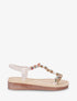 Nu-pieds à bride en T strass et perles - Beige - 1