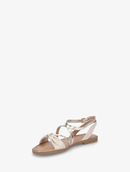 Nu-pieds bi-matière à noeud - Beige - 3