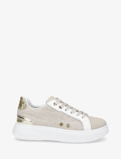 Sneakers à plateforme à contrefort constratant - Beige - 5