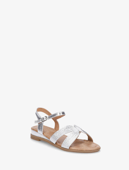 Nu-pieds striés en simili - Argent - 2