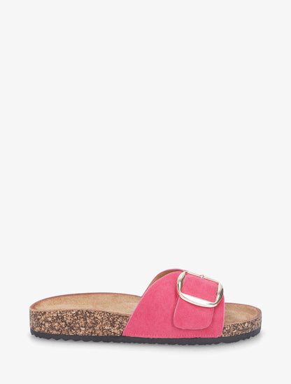 Claquettes en suédine à boucle - Fuchsia - 1