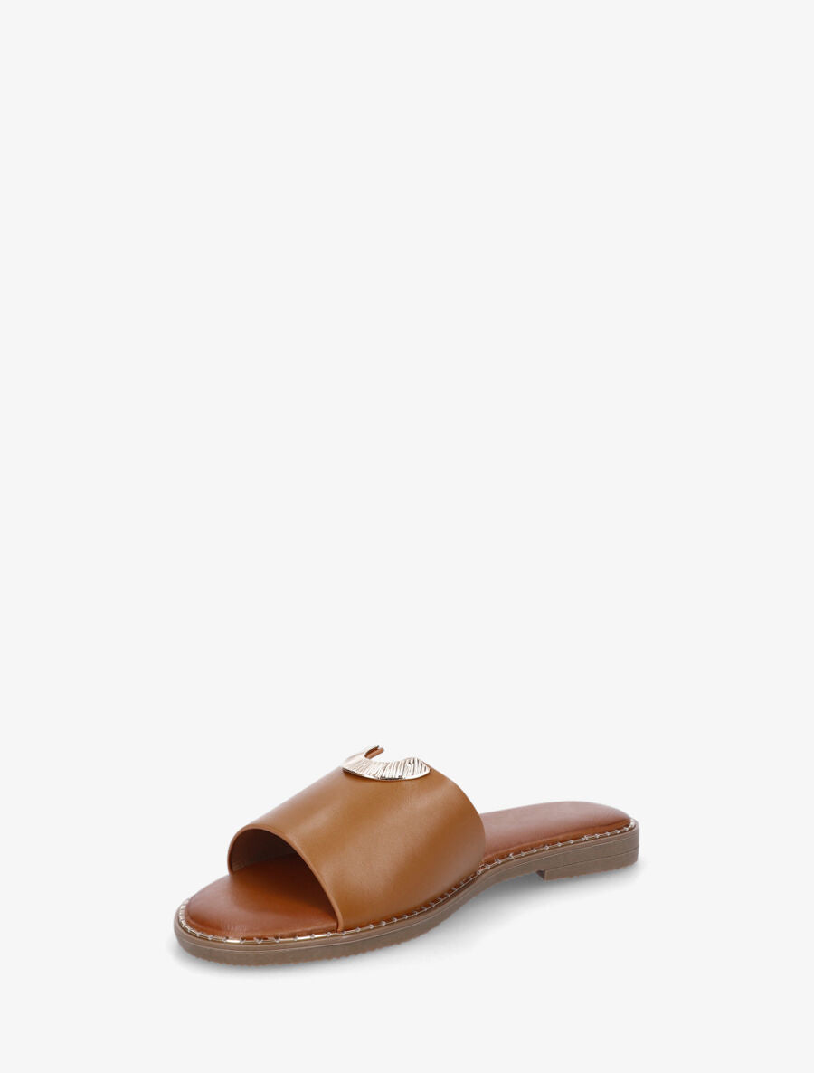 Claquettes en simili ajourés à bijou - Camel - 3