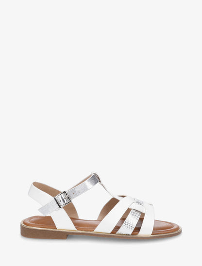 Nu-pieds brides croisées et python - Blanc - 5
